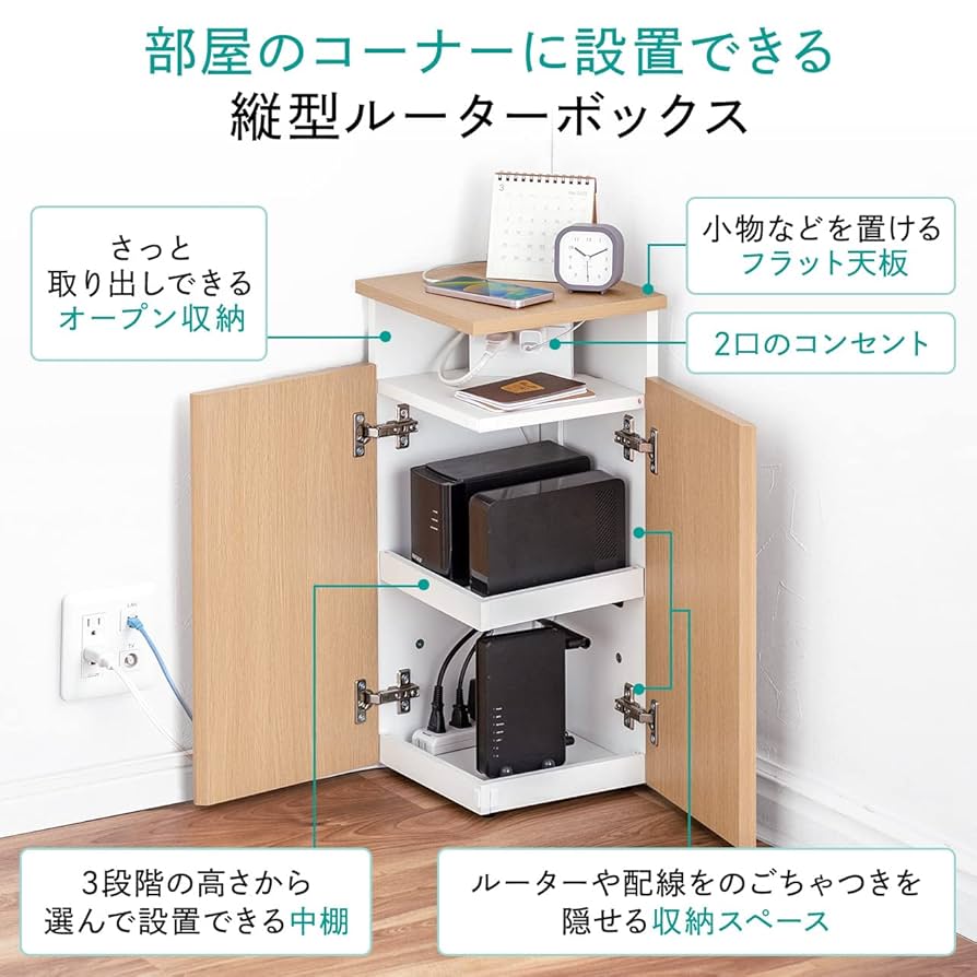 Amazon.co.jp: サンワダイレクト ルーター収納ボックス 縦型